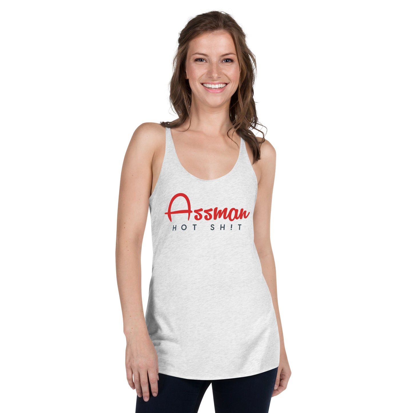 Assman White Women's Racerback Tank